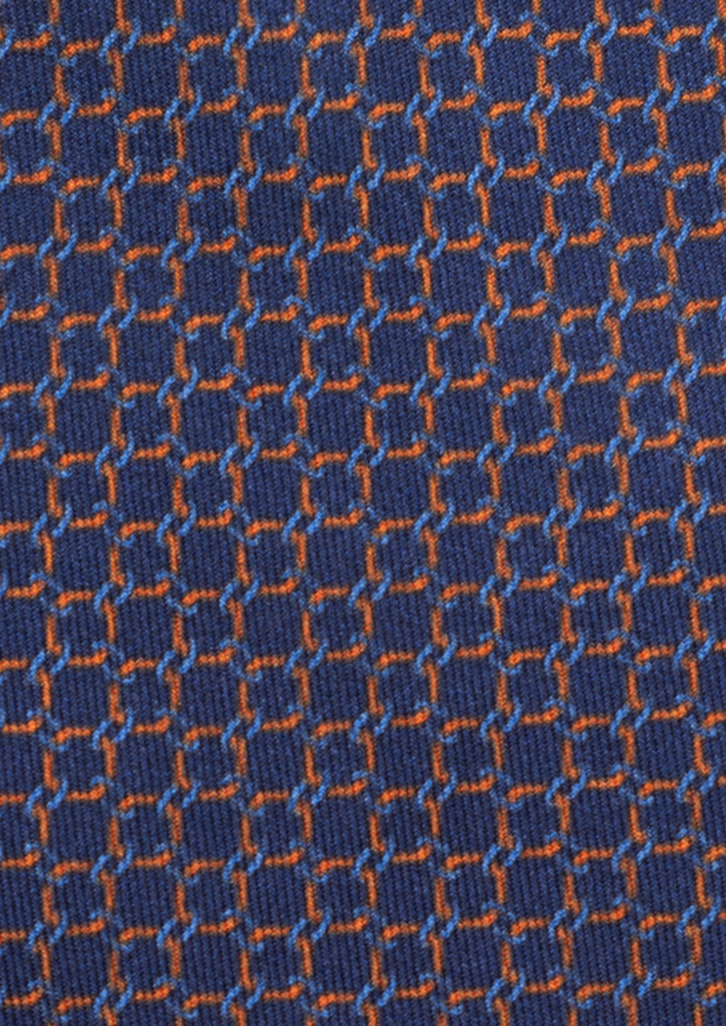 Cravate en twill 100% soie, ornée d'un motif géométrique bleu sur fond bleu