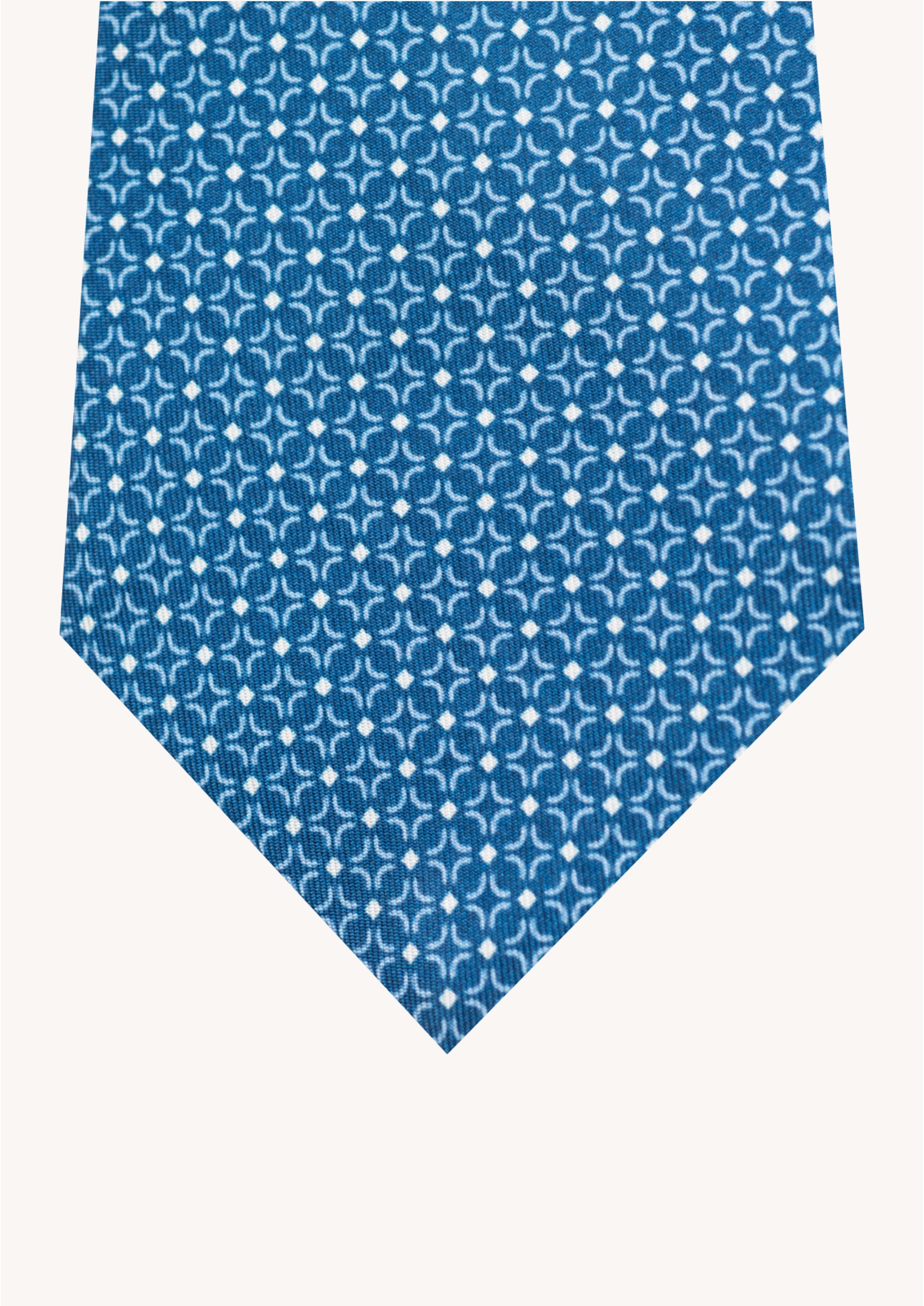 Cravate en twill 100% soie, ornée d'un motif de fleurs bleues et blanches sur fond bleu