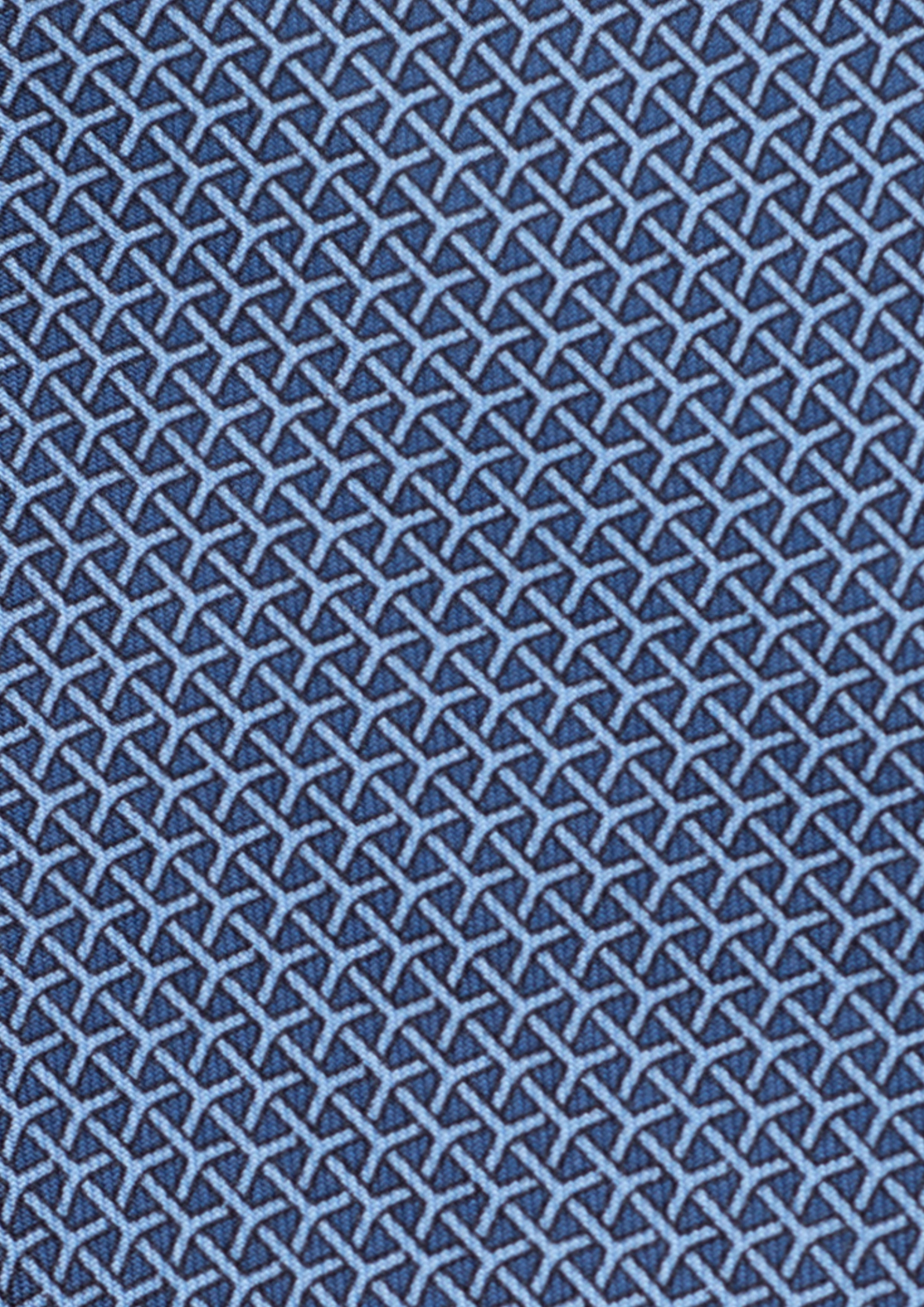 Cravate en twill 100% soie, ornée d'un motif géométrique bleu sur fond bleu