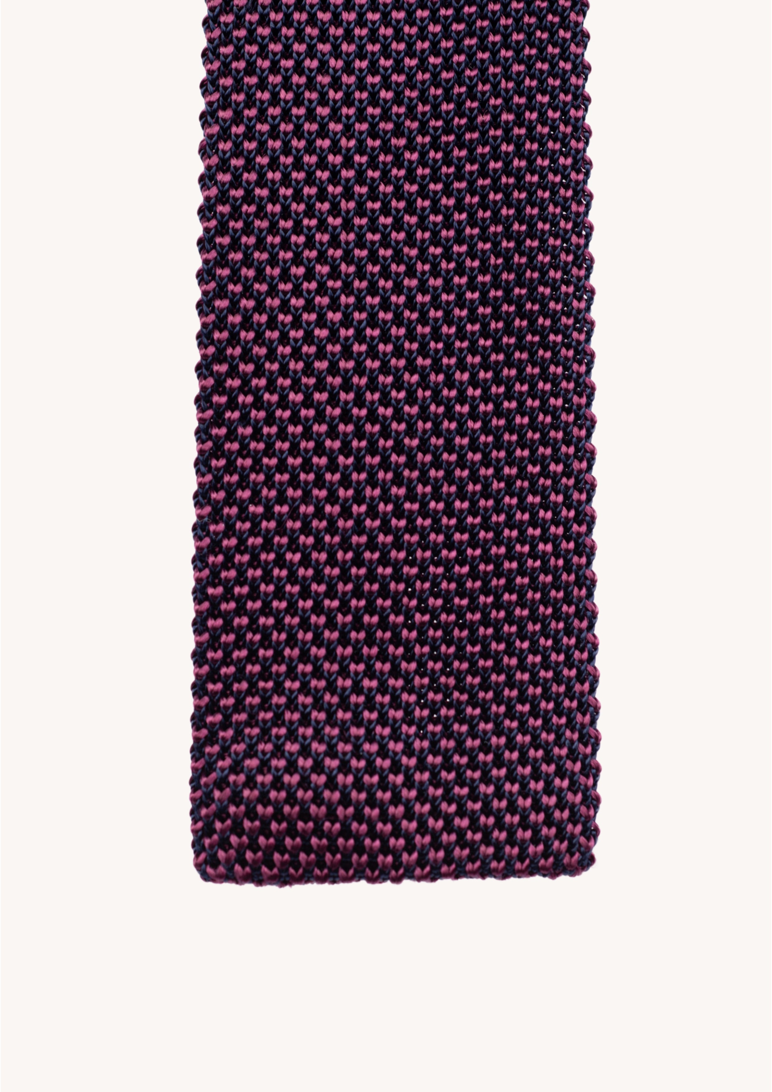 Cravate en tricot 100% soie, bleu marine et bordeaux