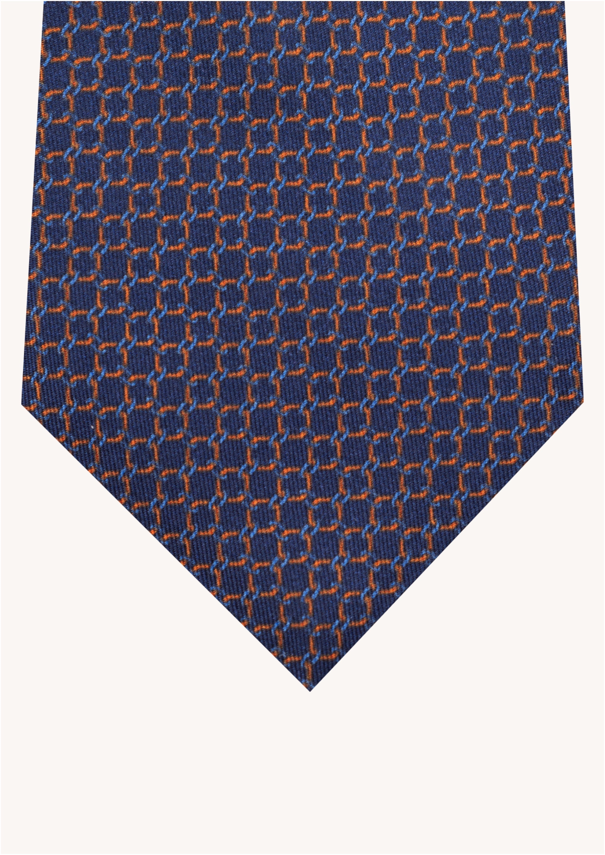 Cravate en twill 100% soie, ornée d'un motif géométrique bleu sur fond bleu