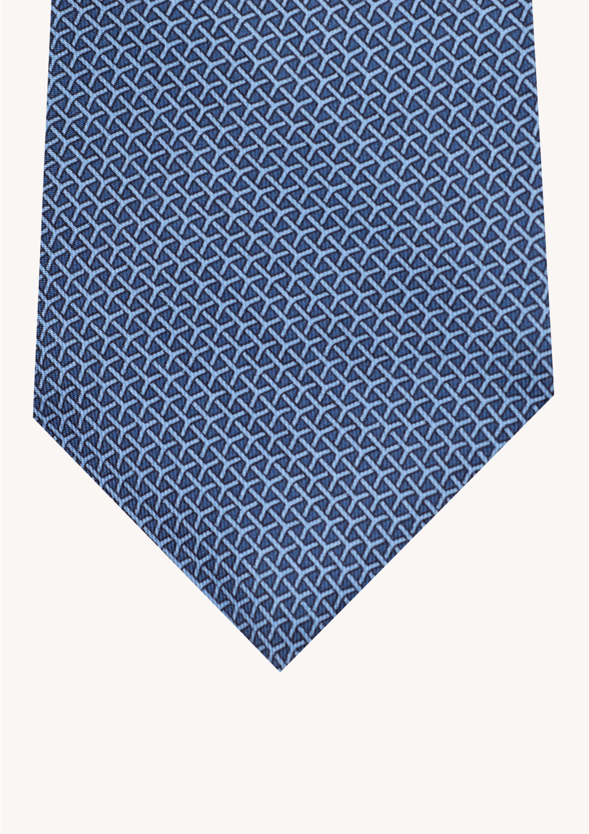 Cravate en twill 100% soie, ornée d'un motif géométrique bleu sur fond bleu
